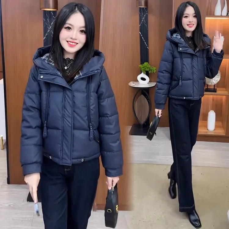 时尚加厚棉服女2025冬季新款洋气显瘦保暖连帽面包服皮棉袄外套潮