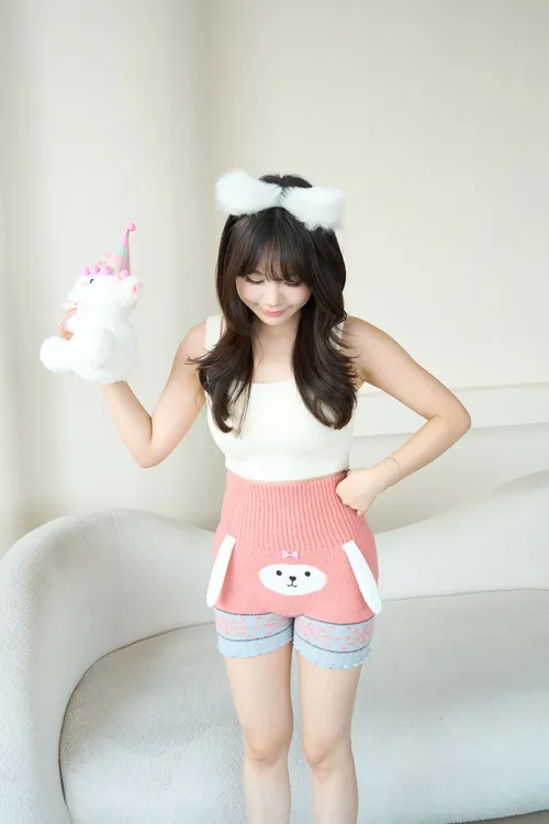 雅丽绒女暖宫裤舒适高腰成人中裤短裤保暖针织保暖裤秋冬卡通护肚