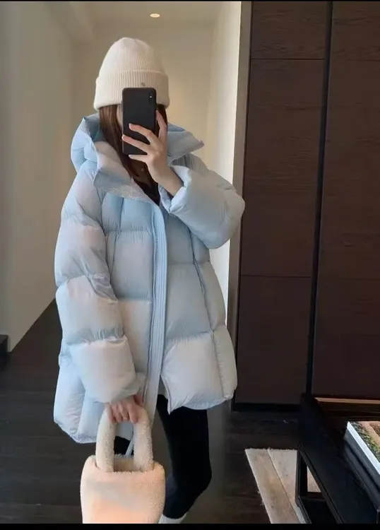 白鸭绒羽绒服 贝贝款时尚百搭显瘦冬季保暖连帽羽绒服外套