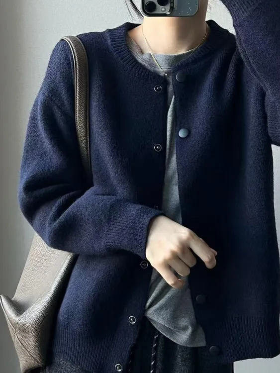 慵懒风宽松毛衣厚外套女2025秋冬新款休闲毛衣开衫外套百搭高级感