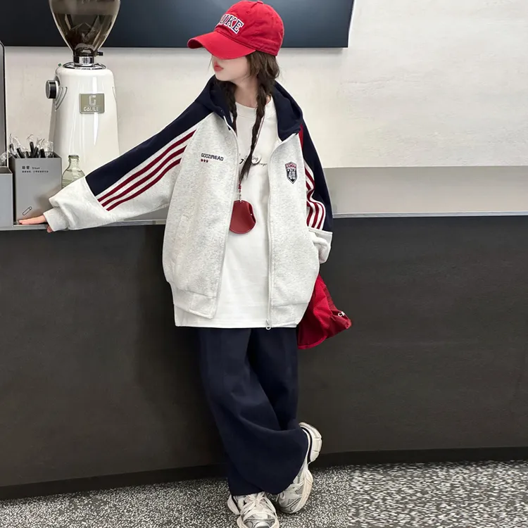 女童秋装套装韩版学院风儿童外套棉布休闲裤两件套10-15岁大童装