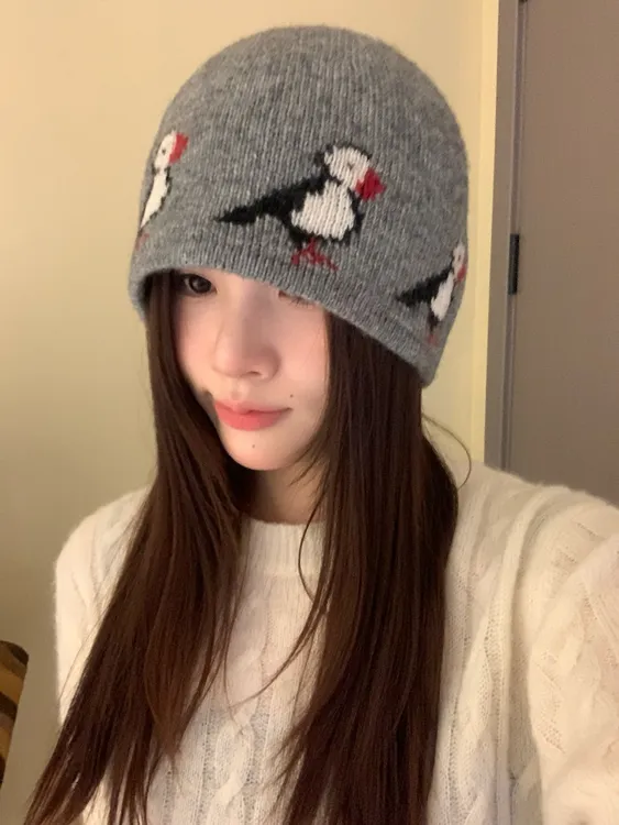 秋冬女士休闲风针织帽加厚冬季帽子保暖帽时尚女冬天百搭