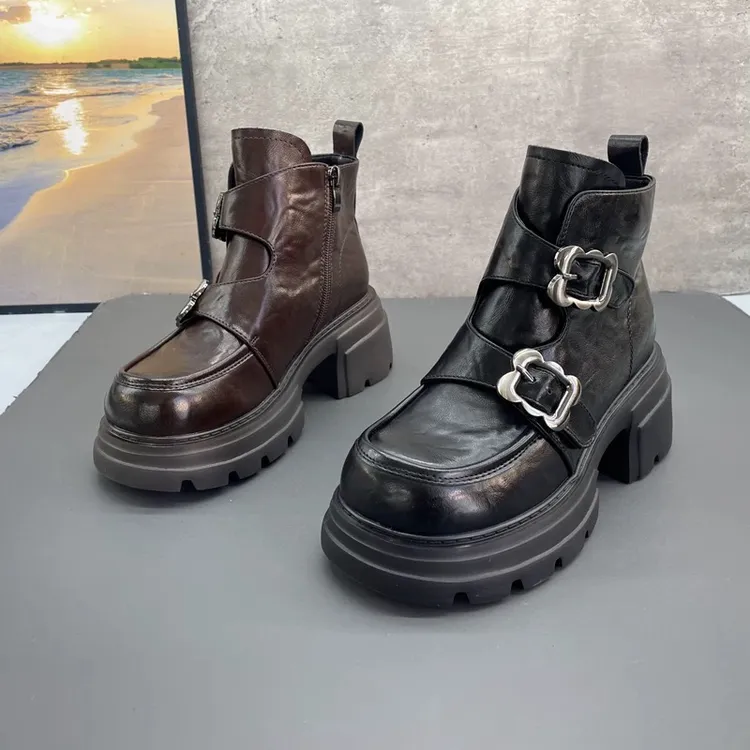 她氏厚底加绒短筒马丁靴英伦风百搭时装靴TS8913