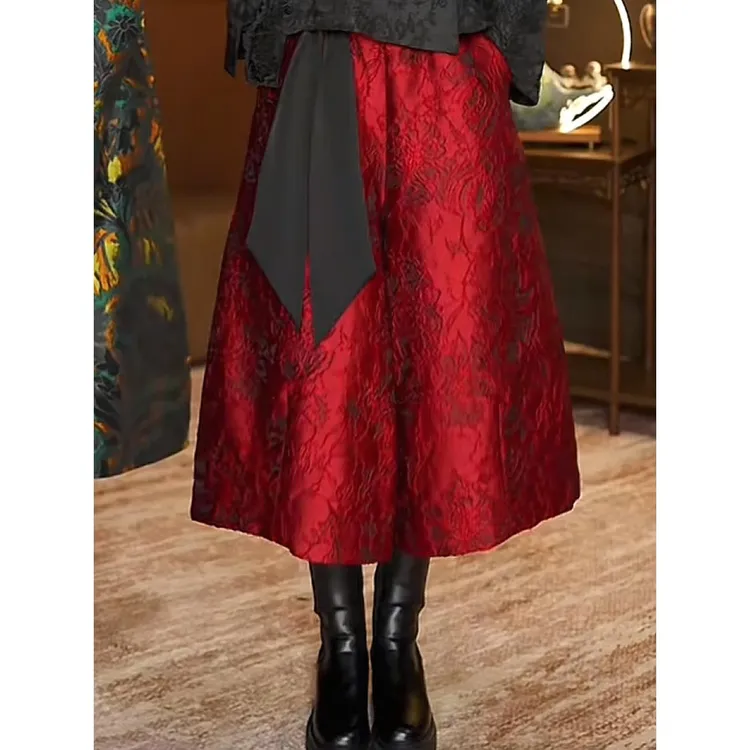 8099新中式国风提花灯笼裤百搭显瘦宽松女气质高级感阔腿裤