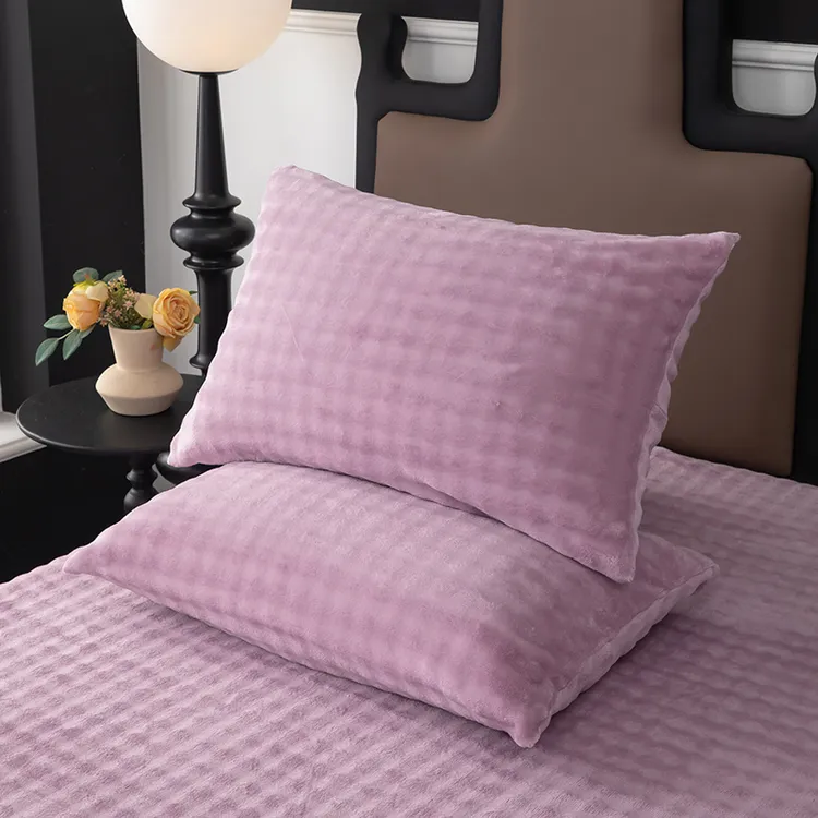 冬季加厚加绒枕套保暖泡泡绒枕套双面枕头套宝宝绒仿兔毛绒加厚款