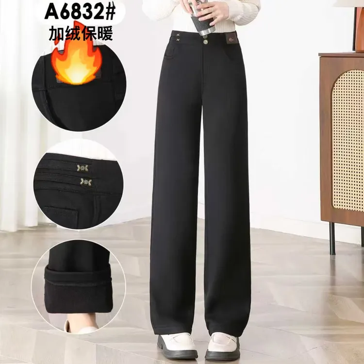 冬款新款一体绒直筒裤6832