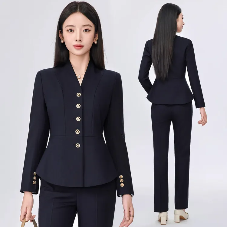 黑色西装套装女春秋商务会议职业装正式场合正装职场通勤西服外套