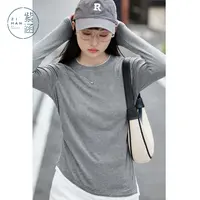 紫涵假两件灰色圆领T恤女2025内搭修身显瘦抽褶上衣Z5Z02JS515