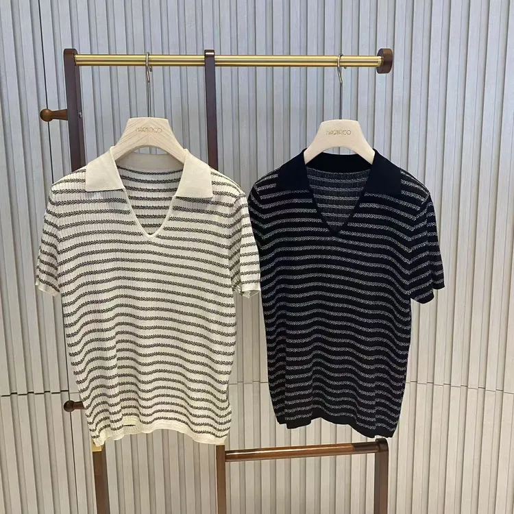 夏季条纹莱赛尔  POLO衫  TX0254