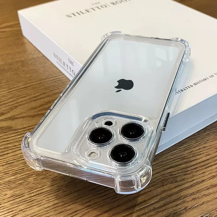 夕与空电镀按键透明四角防摔适用苹果16promax手机壳15高级14/13