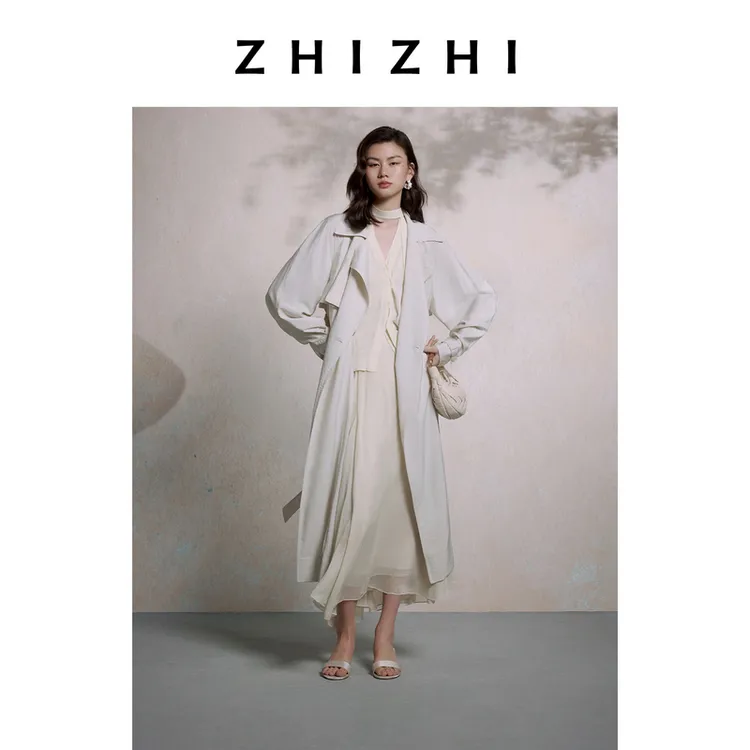致知ZHIZHI 喜秋天 干丝长风衣25年秋季无衬布ZZ2EAWFZ029
