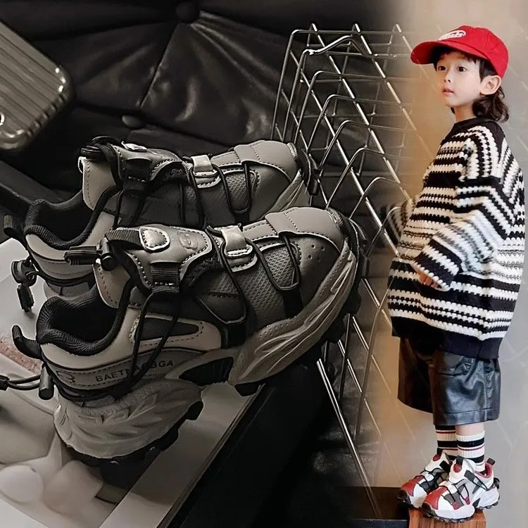 儿童老爹鞋2025春秋新款男童运动鞋软底轻便女童鞋子时尚潮亲子鞋