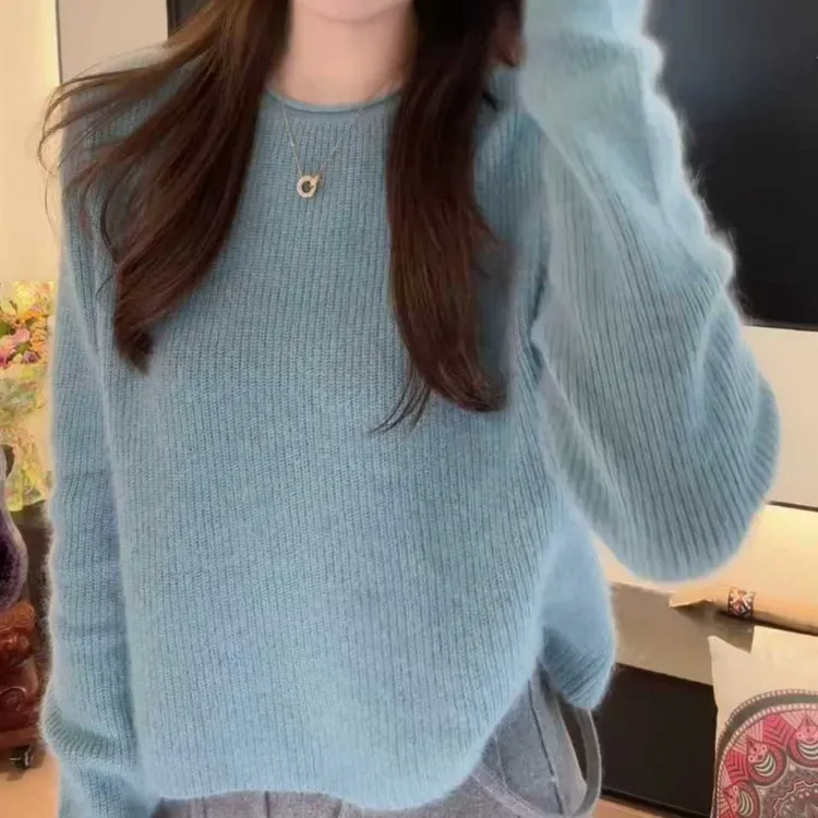 时尚显白羊驼毛毛衣洋气显瘦长袖针织打底衫YY-80066