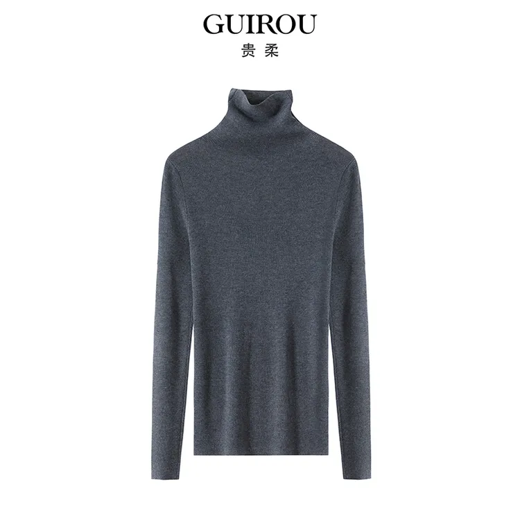 【60支精纺可机洗面膜衣】堆堆领羊毛针织打底衫2025新保暖修身内搭