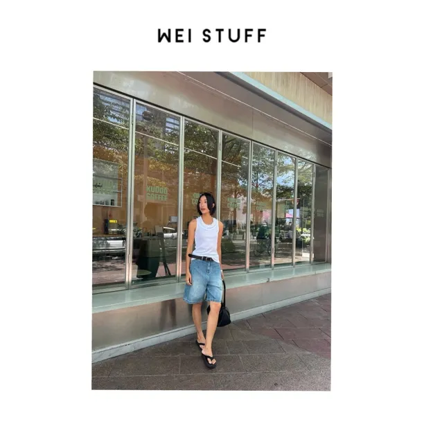 WEI STUFF “夏日漫行” 时尚舒适100棉百搭显瘦牛仔短裤 9492