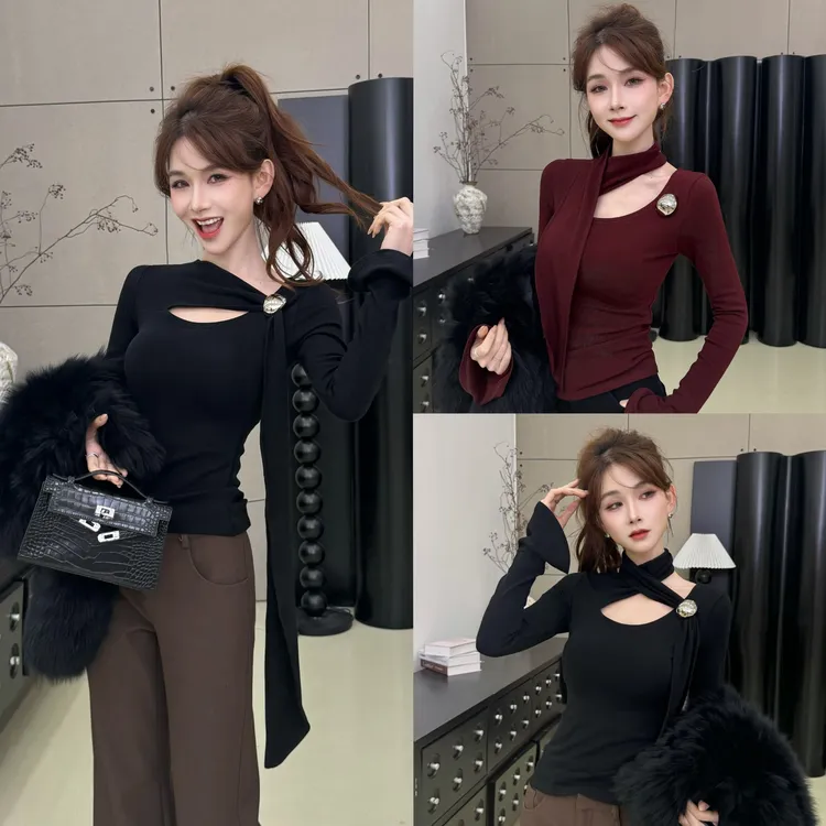 卡卡【女神归来】一衣多穿秋冬加绒设计感上衣