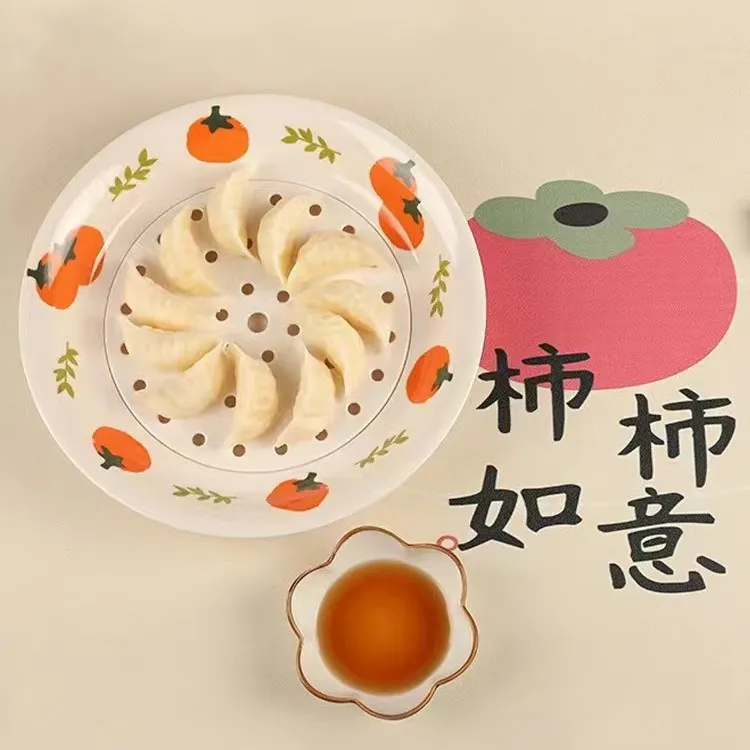 密胺饺子盘沥水双层高档仿瓷盘子多用盘果盘餐具家用创意水果盘