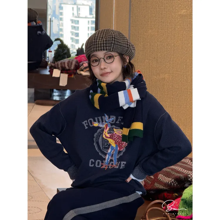 TXB “火烈鸟”棉质舒适软糯横织提花印花密织圆领针织衫XB-7929