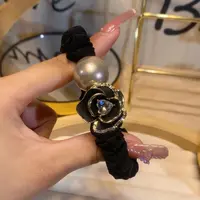 羽凡2592新款小香风发圈简约发绳原创设计头饰女欧美风轻职风发绳