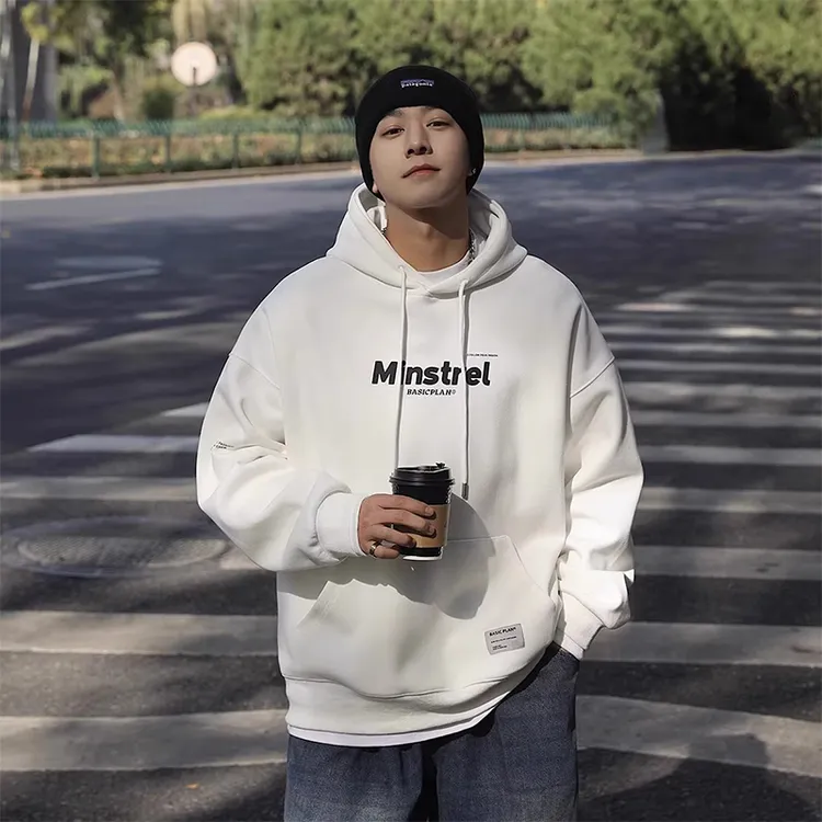 仓石一树潮牌字母连帽卫衣男秋冬季时尚新款宽松休闲加绒帽衫外套