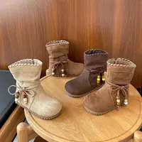 23-36女童秋冬新款流苏套筒短靴中小童韩版勃肯平底皮靴D608