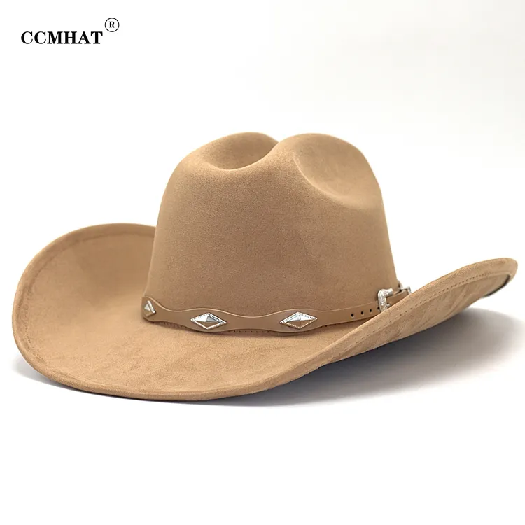 CCMHAT新款西部牛仔帽黄石西部牛仔毛呢帽时尚爵士帽春秋冬毛毡帽