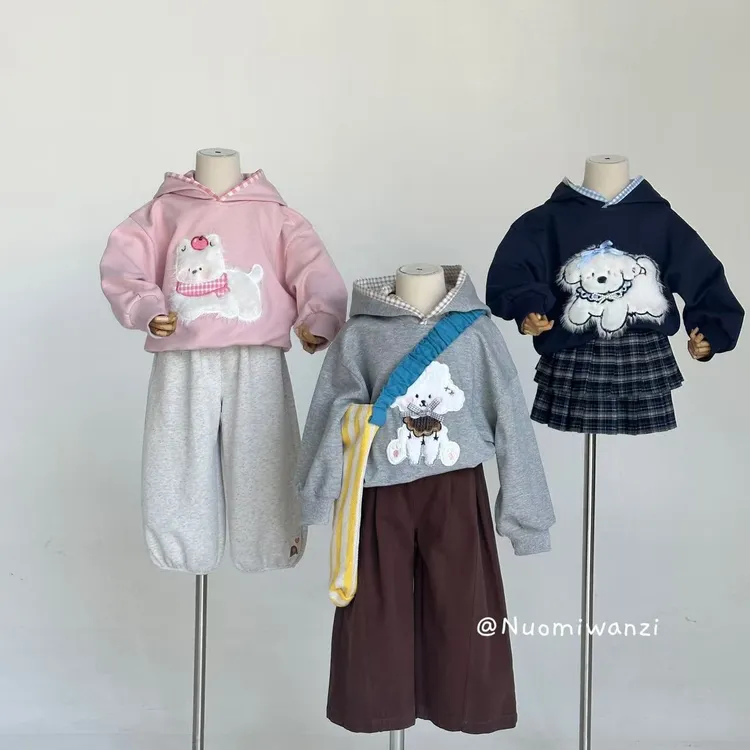 丸子十【S】【甜心萌宠】拼格贴布绣连帽卫衣（秋款）WZJ-25075