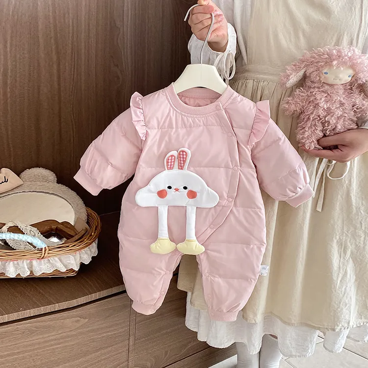 YeeHoO英氏【断码】婴儿羽绒服连体衣女宝宝公主90白鸭绒轻薄羽绒