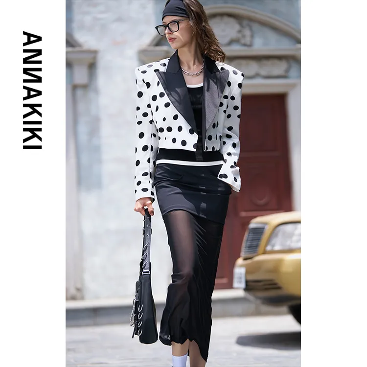 【AUNISEX专属】ANNAKIKI 异型波点醋酸短西装3D2A0614H001