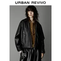 【HOT】UR2025冬季新款女装简约翻领口袋拉链棉服UWG150086