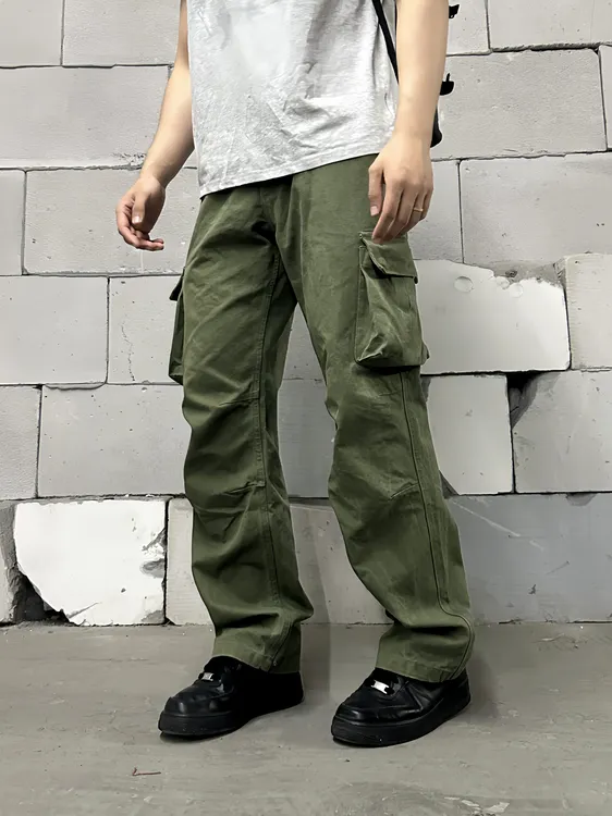 【TUG】美式硬汉直筒水洗cargo做旧复古剪裁打褶伞兵作战裤