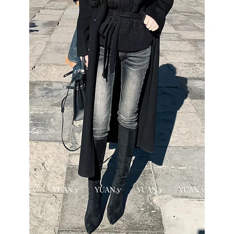 媛媛【口碑神裤】新款复古时髦小脚牛仔裤秋冬修身显瘦直筒裤#K1262