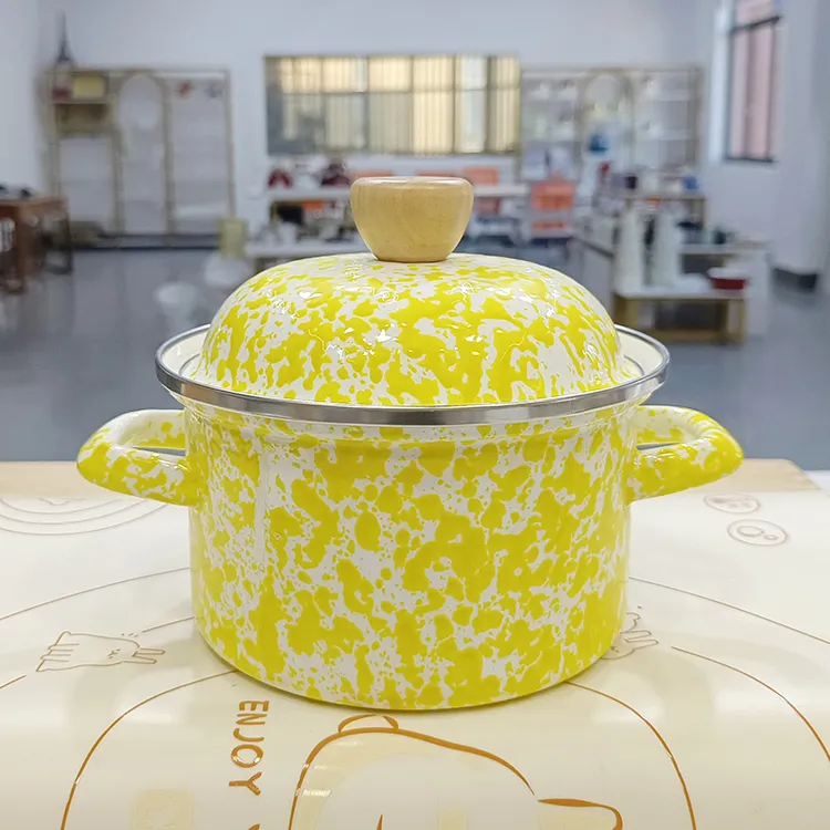 珐琅加厚小汤锅16cm搪瓷1.5L小炖锅小火锅保鲜盒