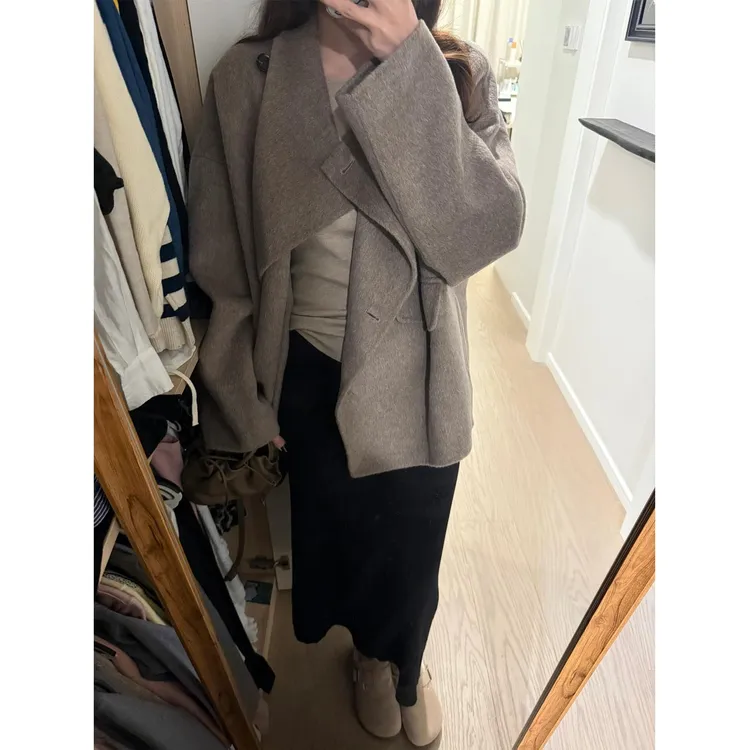 赫本风双面羊绒呢子大衣女2025新款毛呢外套小个子高级感气质韩系