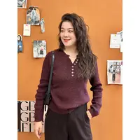 WenWen小个子韩系V领长袖针织衫点子纱新面料显瘦打底衫上衣4370