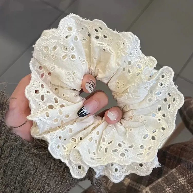 赵露思同款氛围感法式蕾丝发圈重工刺绣花边发饰发绳爆款超仙发饰