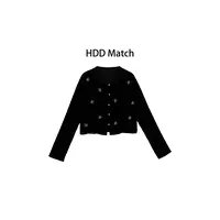 HDD- "丝绒序列" 桑蚕丝 秋冬女款钉花工艺丝绒外套上衣 Y8986 