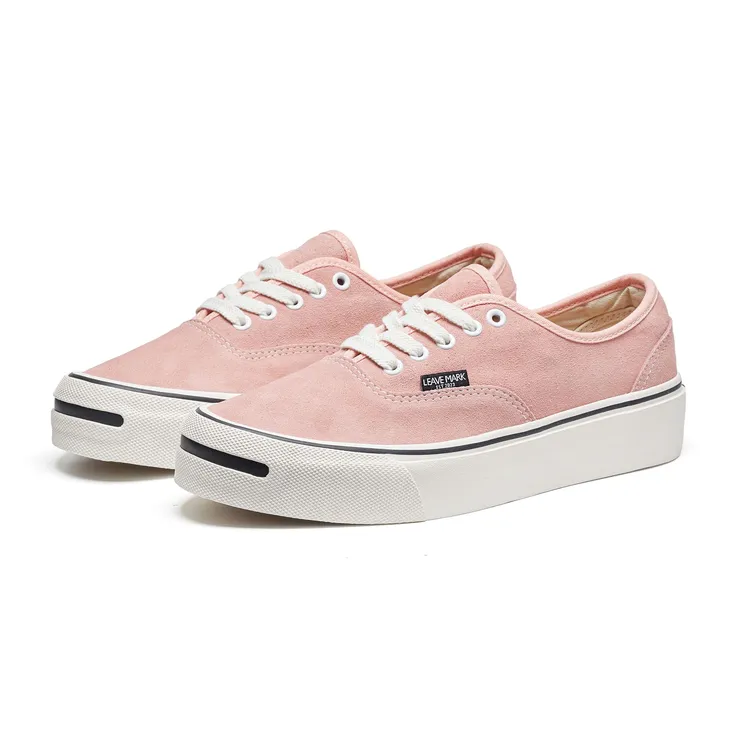 LEAVE MARK/留迹 粉色开口笑翻毛皮日系硫化板鞋厚底百搭男女同款