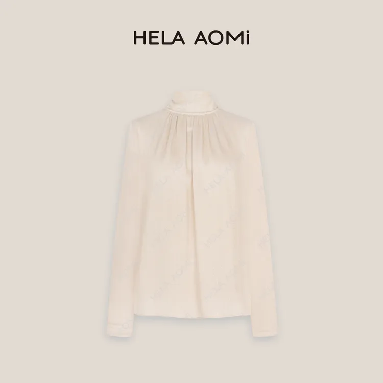 HELA AOMI“L.P 同原 羊毛衬衫”绵羊毛纹理感飘带衬衫CY5CM12508