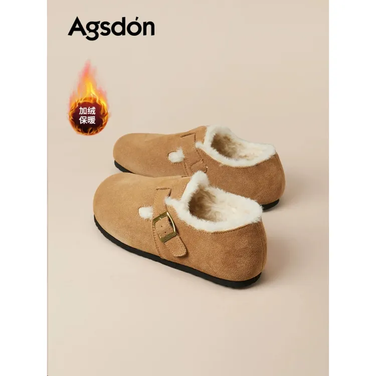 2025冬季新款雪地靴加厚保暖棉鞋皮毛秋冬加绒勃肯鞋女百搭毛毛鞋