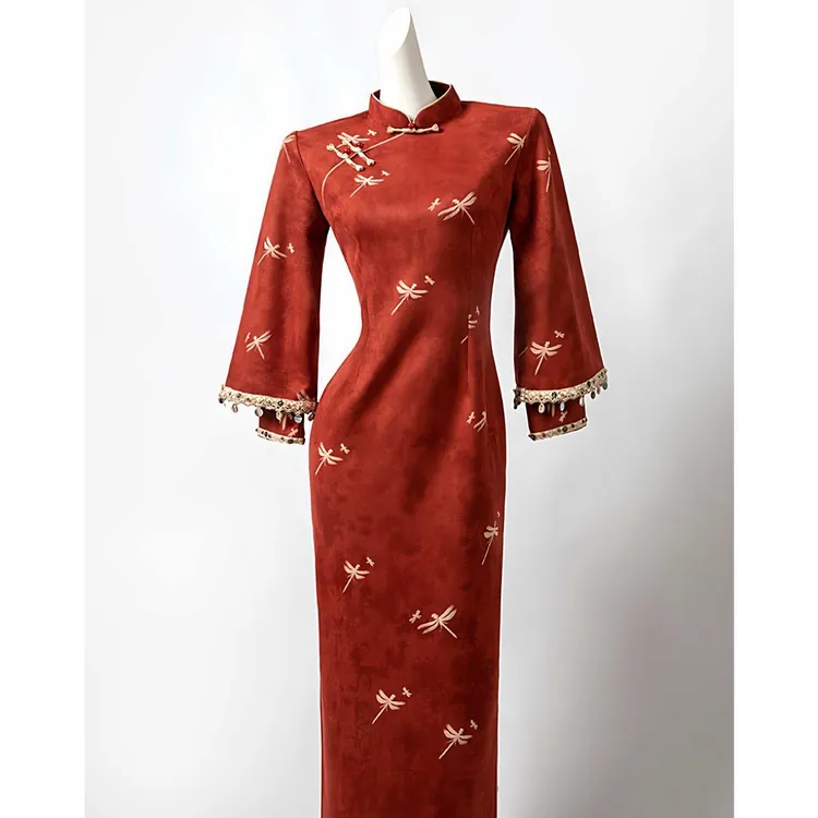 【8231】红色新中式旗袍绝美敬酒服高端巨好看结婚订婚礼服裙秋季