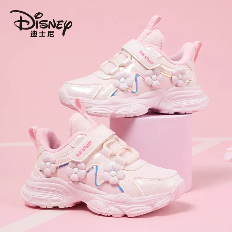 迪士尼女童鞋子3-12岁保暖运动鞋2025冬季皮面二棉鞋加绒女孩鞋子