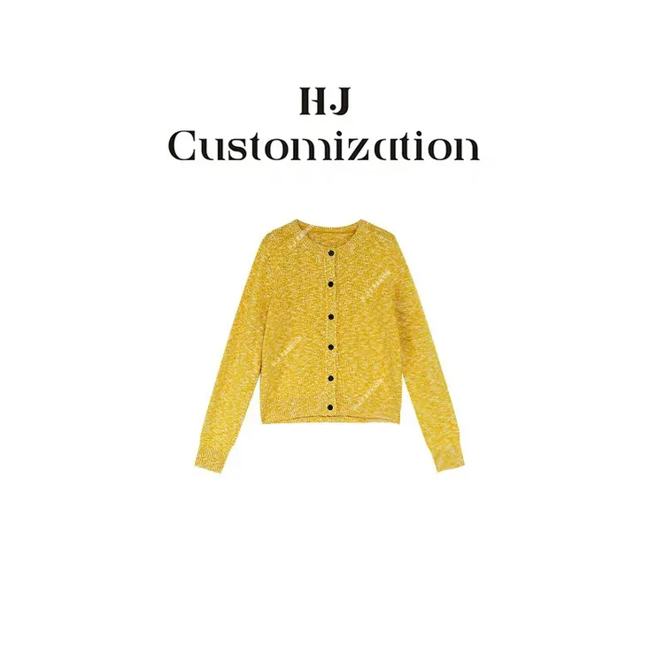 【郝洁】“橘珀”100%羊毛花纱软糯舒适减龄氛围感开衫毛衣9353