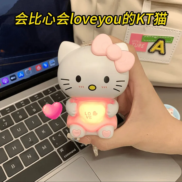 比心KT猫会说i love you发声发光表白玩具玉桂狗凯蒂猫礼物挂件