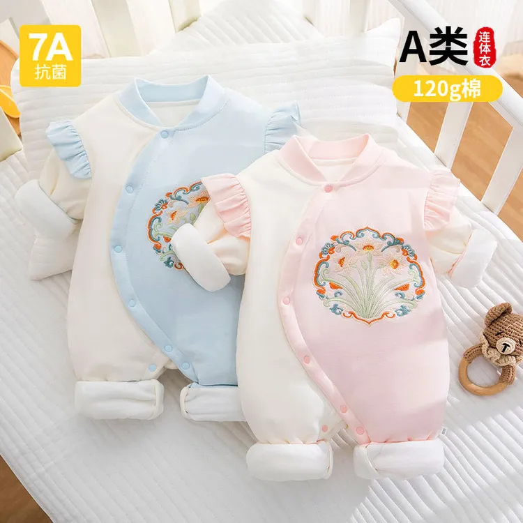 新款婴儿连体衣纯棉秋冬超洋气男女宝宝衣服长袖外出哈衣爬服冬季