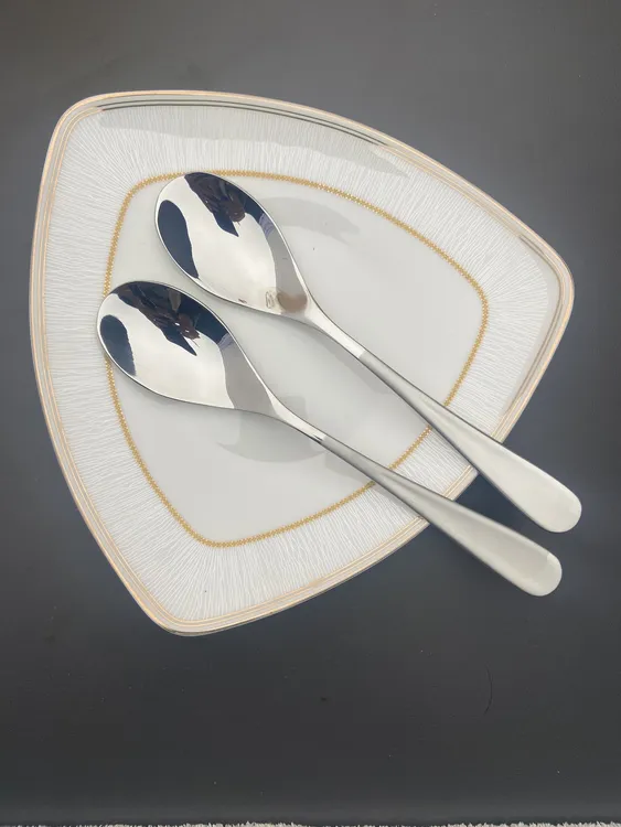 网红仙女勺18/10喷砂手柄大号不锈钢勺子主餐勺家用厨房西餐勺