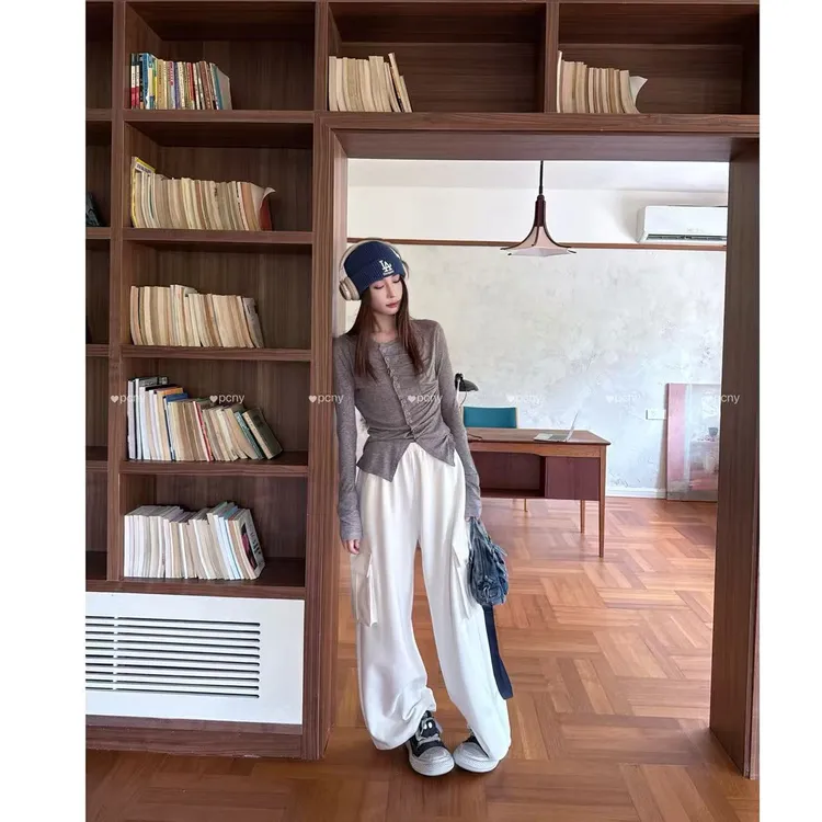 PCNY「净白工装」不理理秋季新款小众女装时尚休闲阔腿裤