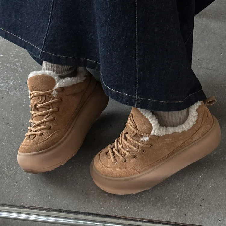 Y666-9 SGIRL TWTW复古厚底加绒德训鞋女新款轻便百搭休闲大头鞋