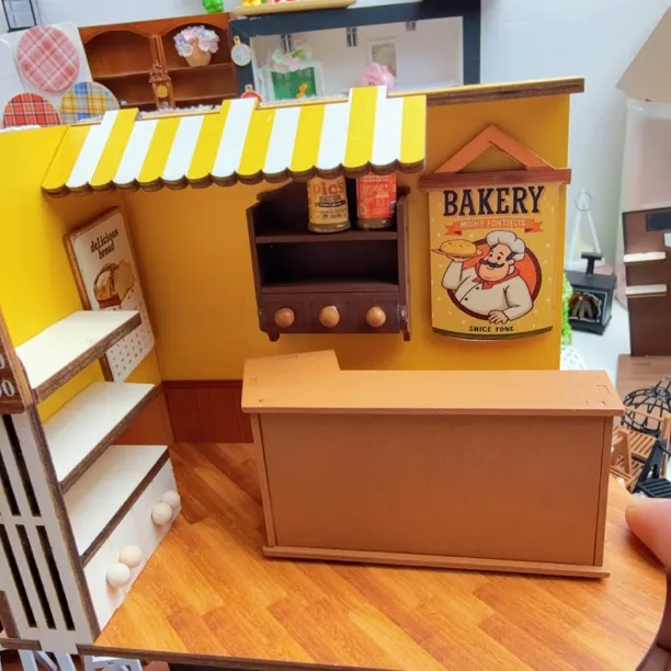 【定制转角吧台双层/单层壁柜/面包架/画架】福利两单飞】微缩场景