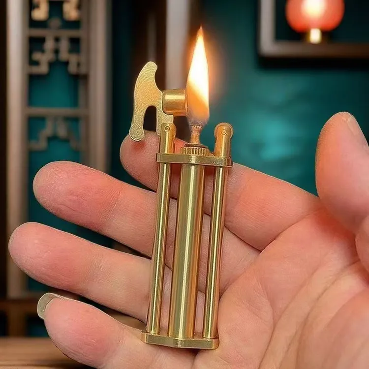 【店铺热卖】黄铜三管煤油打火机老式煤油机怀旧个性创意打火机耐用